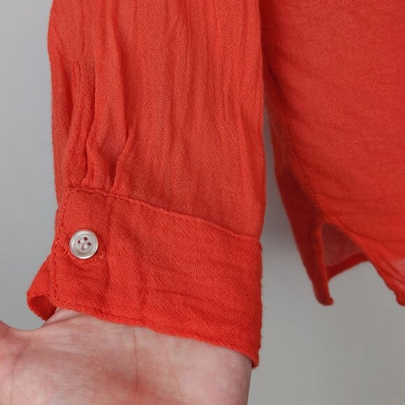 NSF Bamboo Cotton Button Up Long Sleeve Blouse Top sz M - Picture 4 of 10